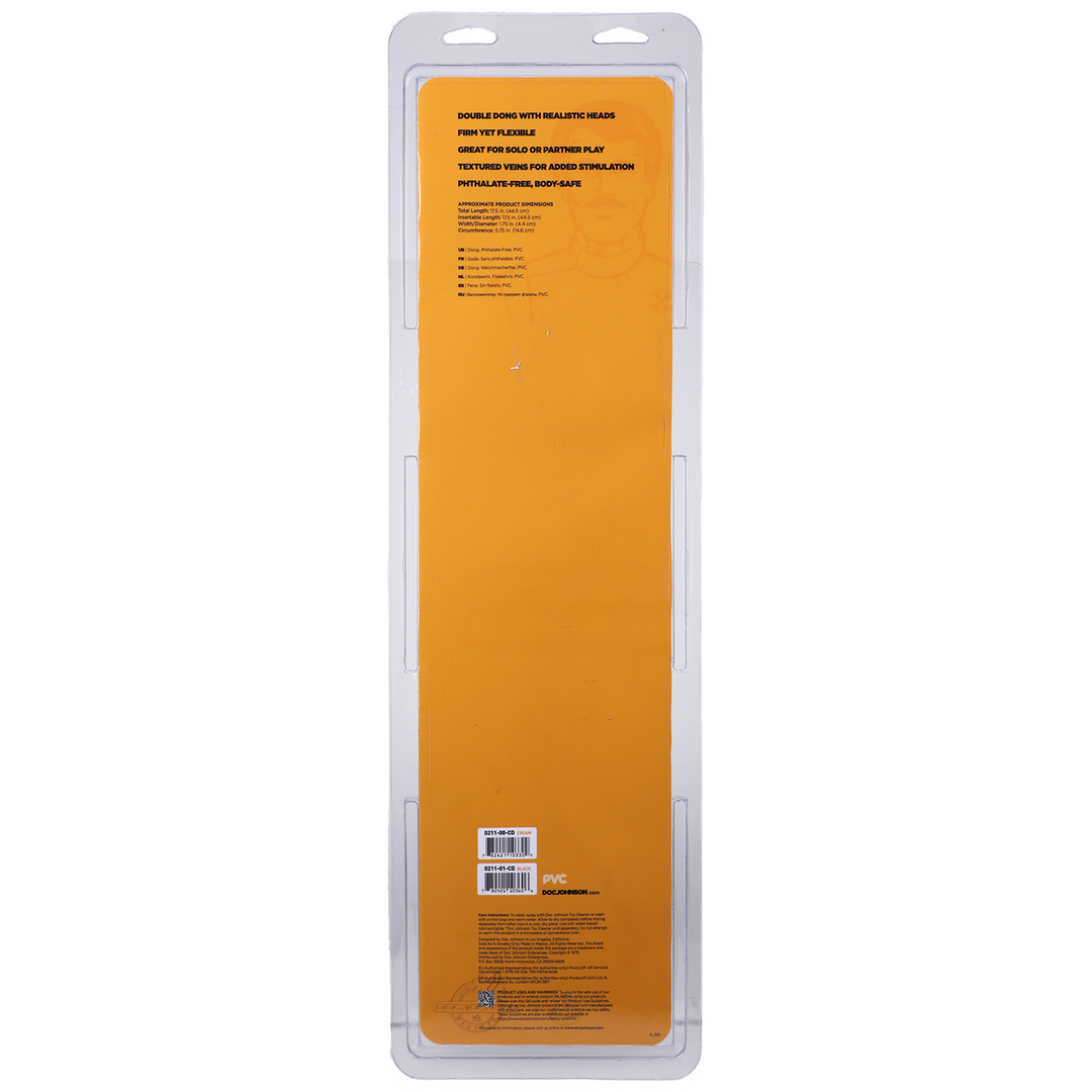 Geaderde Dubbele Kop – Dildo met Dubbele Einden – 18 / 45 cm