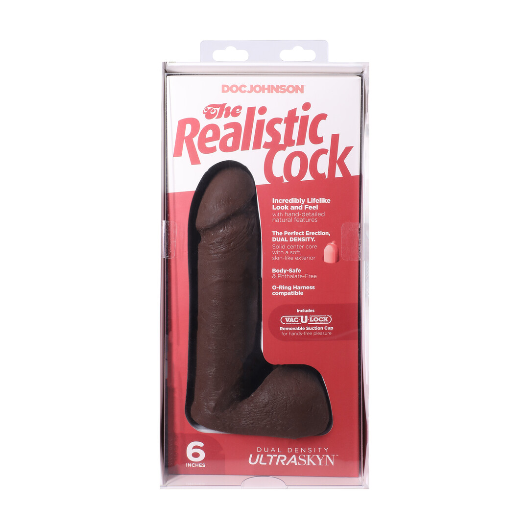 Realistische Cock met Ballen – Verwijderbare VacULock Zuignap – ULTRASKYN – 6 / 16,5 cm – Chocolade