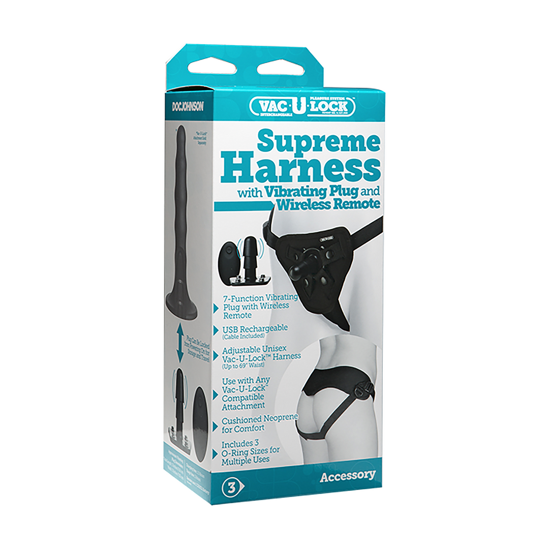 Supreme Harness met Vibrerende Plug en Afstandsbediening – 2 Stukken
