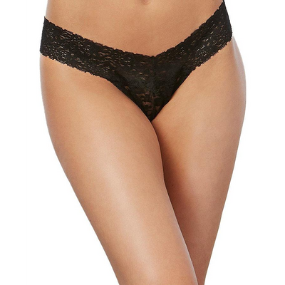 Lace Thong - One Size - Zwart