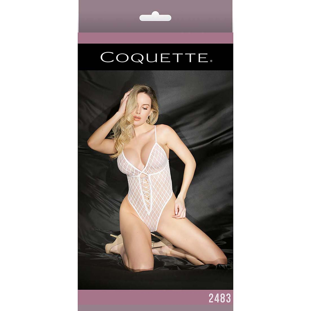 Mesh High Cut Teddy with Hidden Open Crotch – One Size