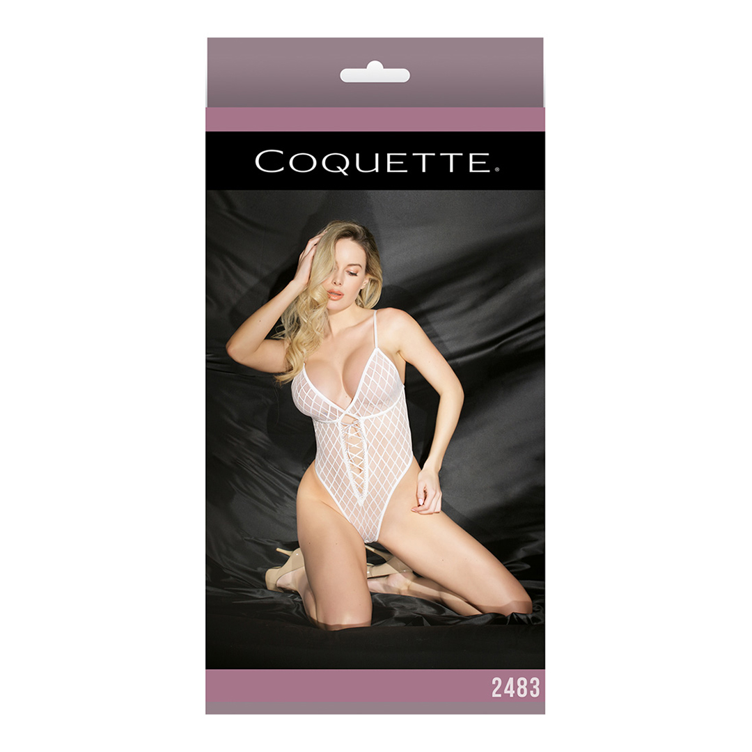 Mesh High Cut Teddy with Hidden Open Crotch – One Size