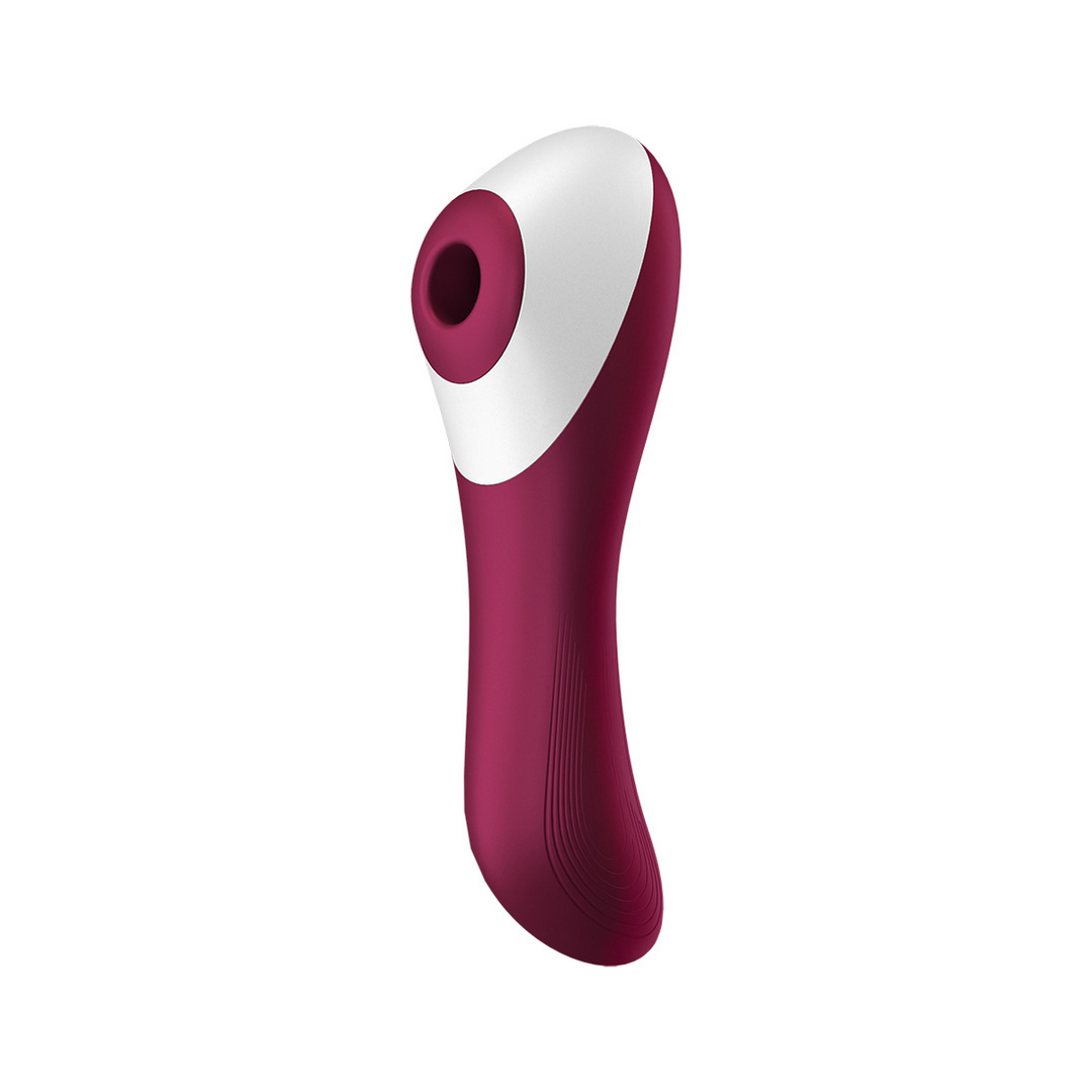 Dual Crush - Vibrador Doble de Pulso de Aire Insertable - Rojo Vino