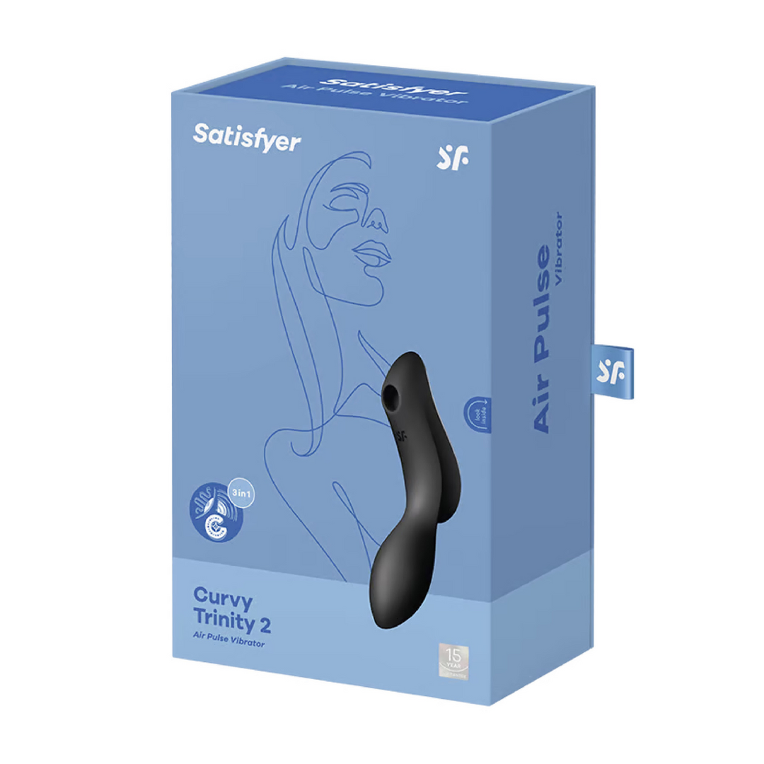 Curvy Trinity 2 – Invoegbare Air Pulse Vibrator – Zwart