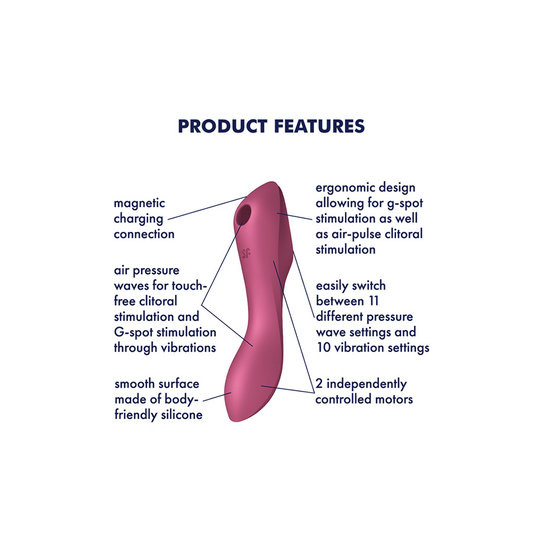 Curvy Trinity 3 – Inbrengbare Air Pulse Vibrator – Rood