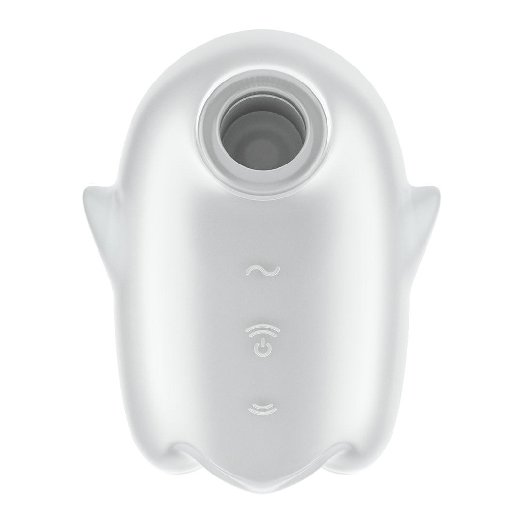 Fantasma Brillante - Brilla en la Oscuridad - Vibrador de Doble Pulso de Aire - Blanco