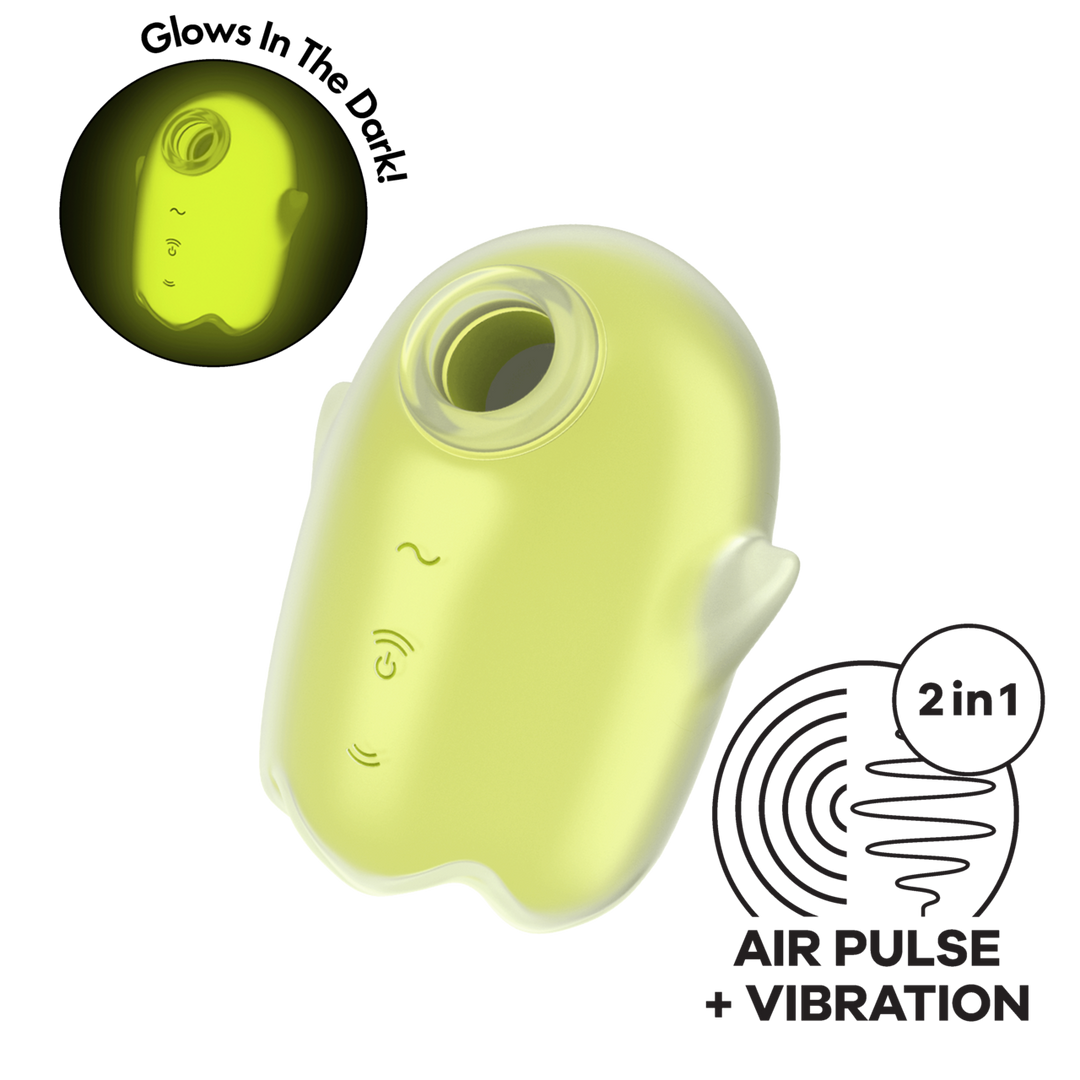 Glowing Ghost – Glow in the Dark – Dubbele Air Pulse Vibrator – Geel