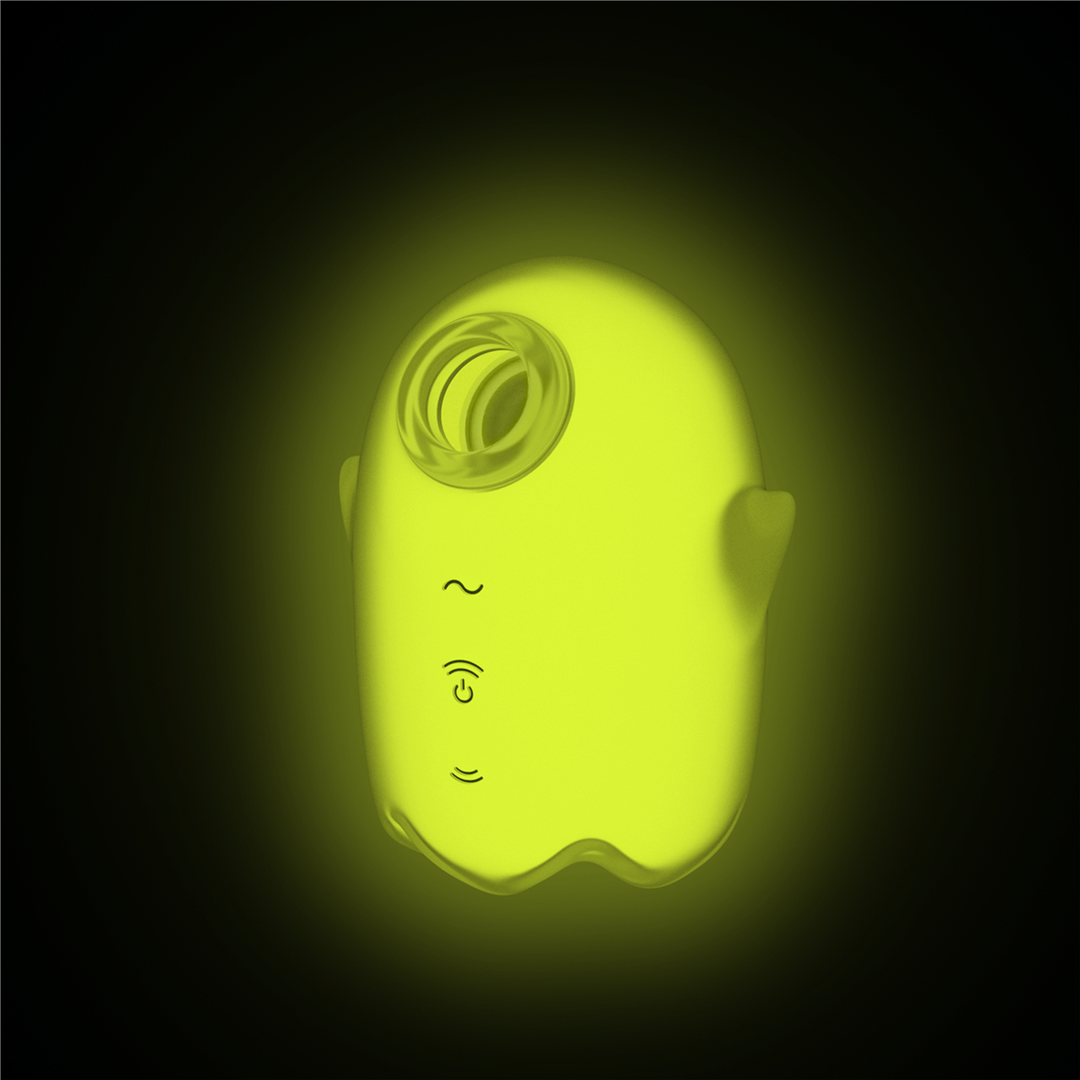 Glowing Ghost – Glow in the Dark – Dubbele Air Pulse Vibrator – Geel