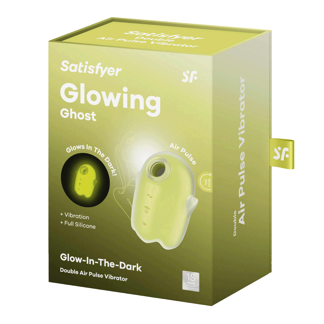 Glowing Ghost – Glow in the Dark – Dubbele Air Pulse Vibrator – Geel