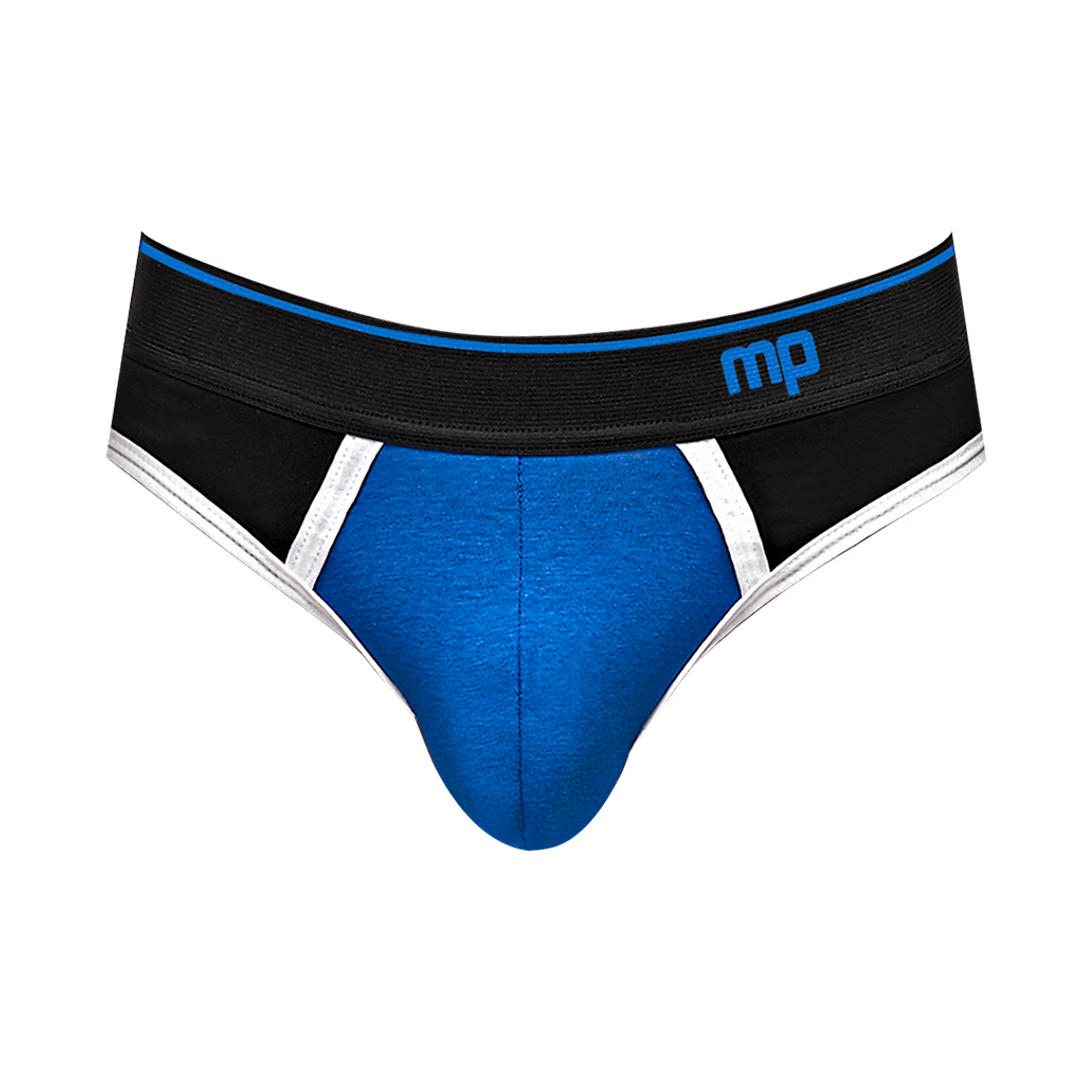 Panel Thong – S/M – Zwart/Blauw