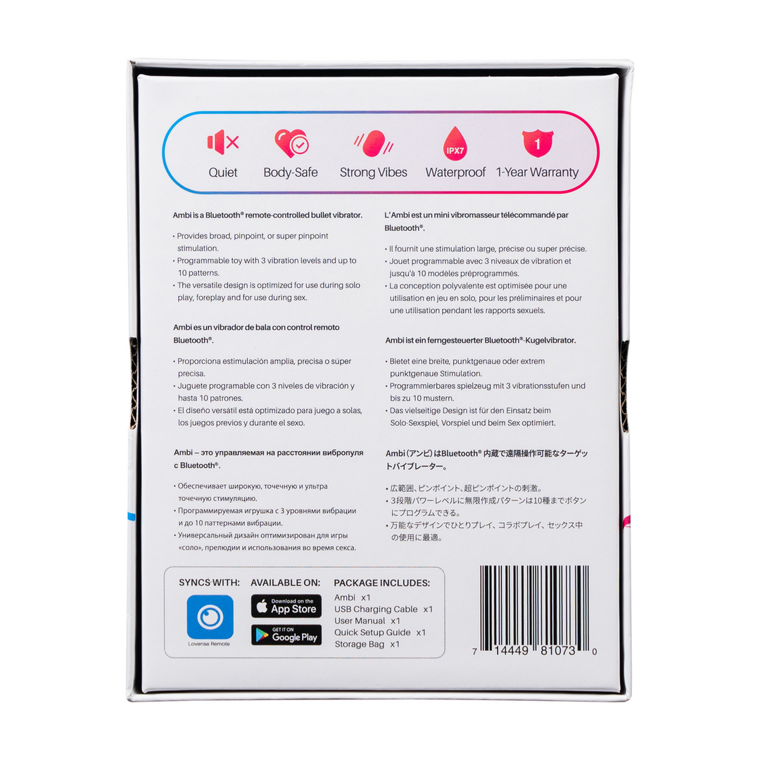 Ambi - App-controlled Broad Surface Bullet Vibrator - Pink