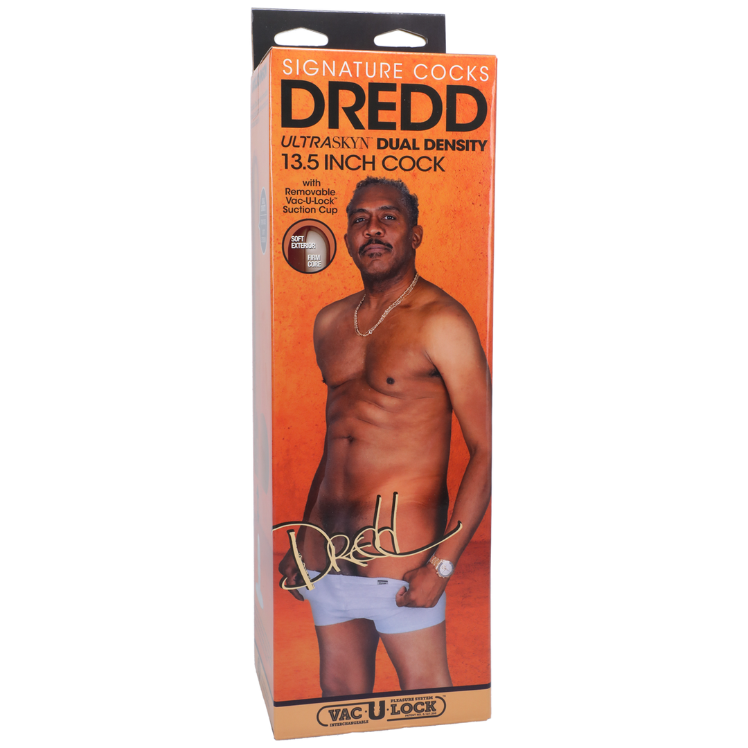 Dredd – Realistische ULTRASKYN Dildo – 13,5 / 34 cm – Chocolade