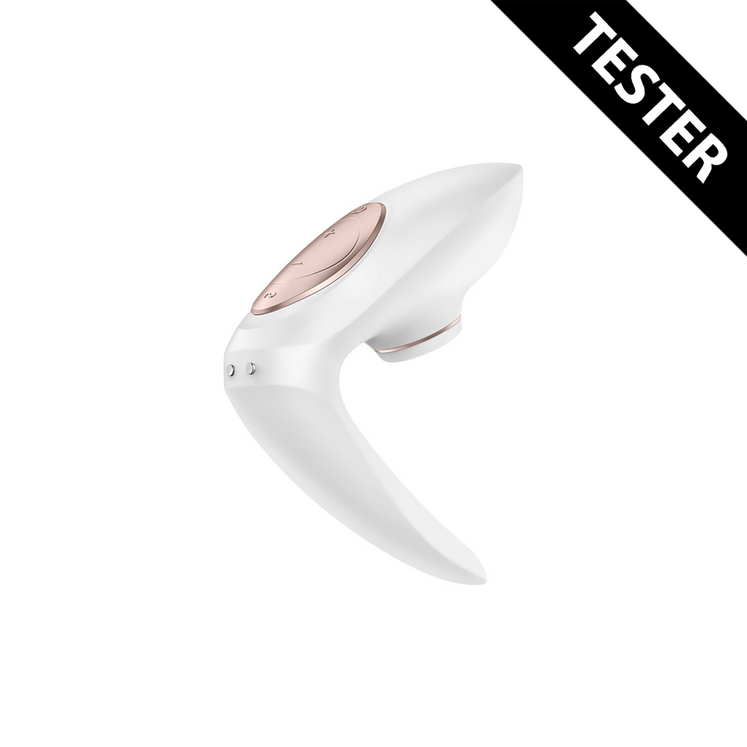 Pro 4 - Estimulador de Pulso de Aire para Parejas y Vibración - Blanco - Tester