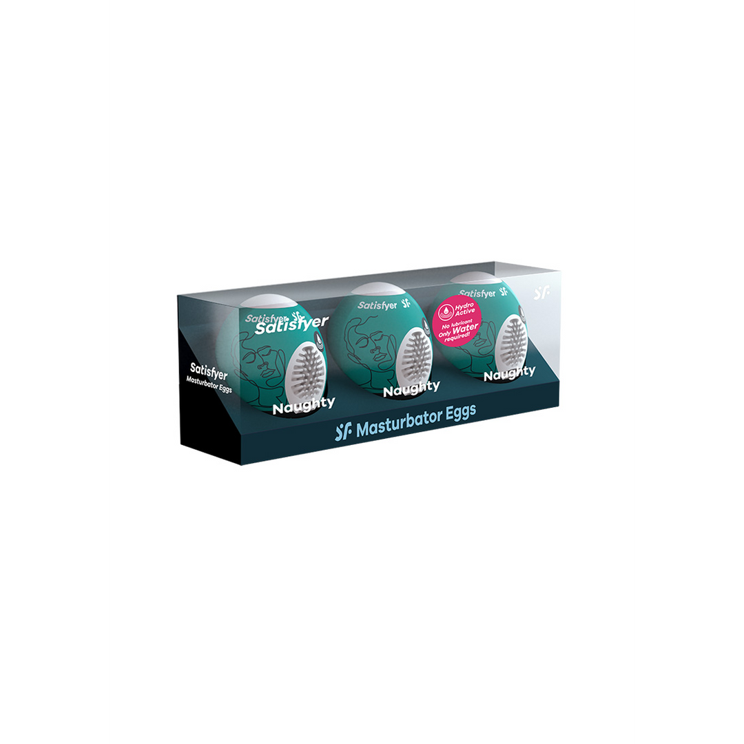 Naughty – Masturbator Egg Set – 3 Stuks – Donkergroen