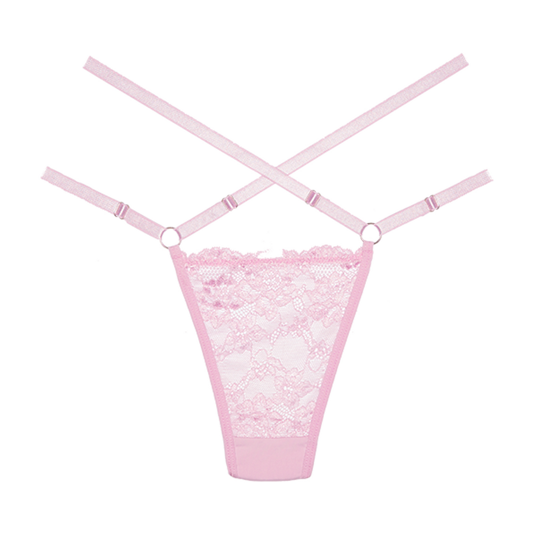 Cherished – Kanten en Mesh Tanga – OS – Roze