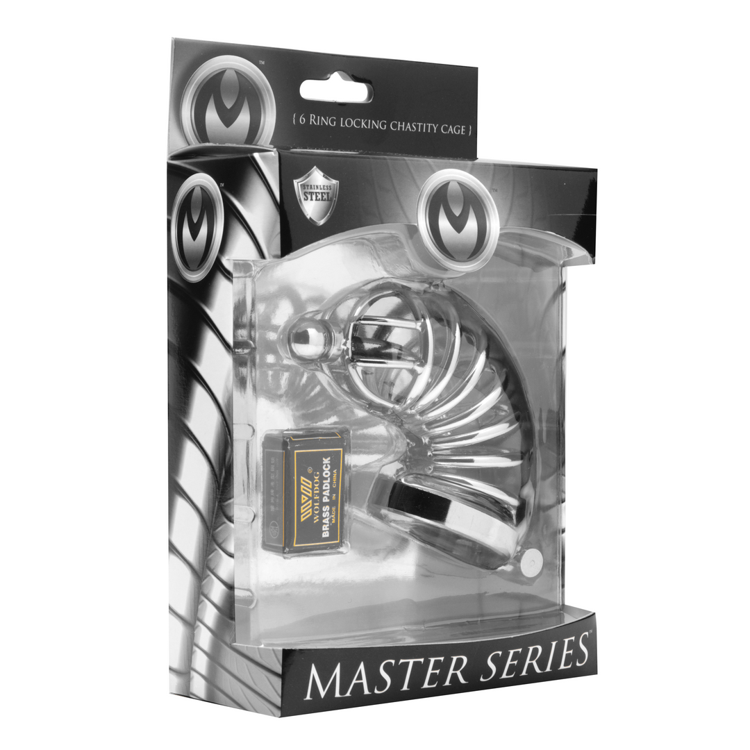 Asylum – Chastity Cage met 6 Ringen – M/L