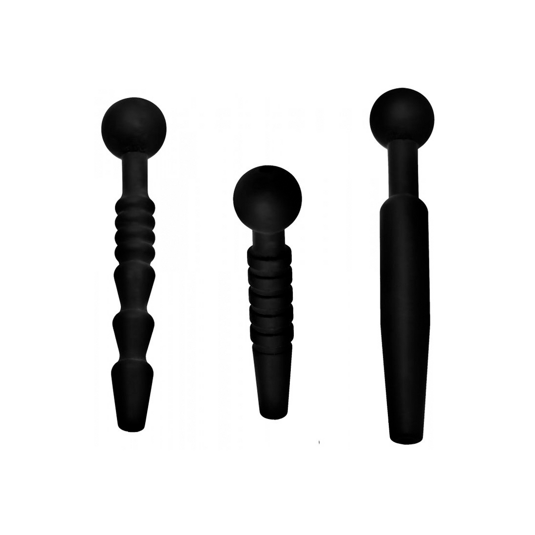 Donkere Stangen – 3 Delige Silicone Penis Plug Set