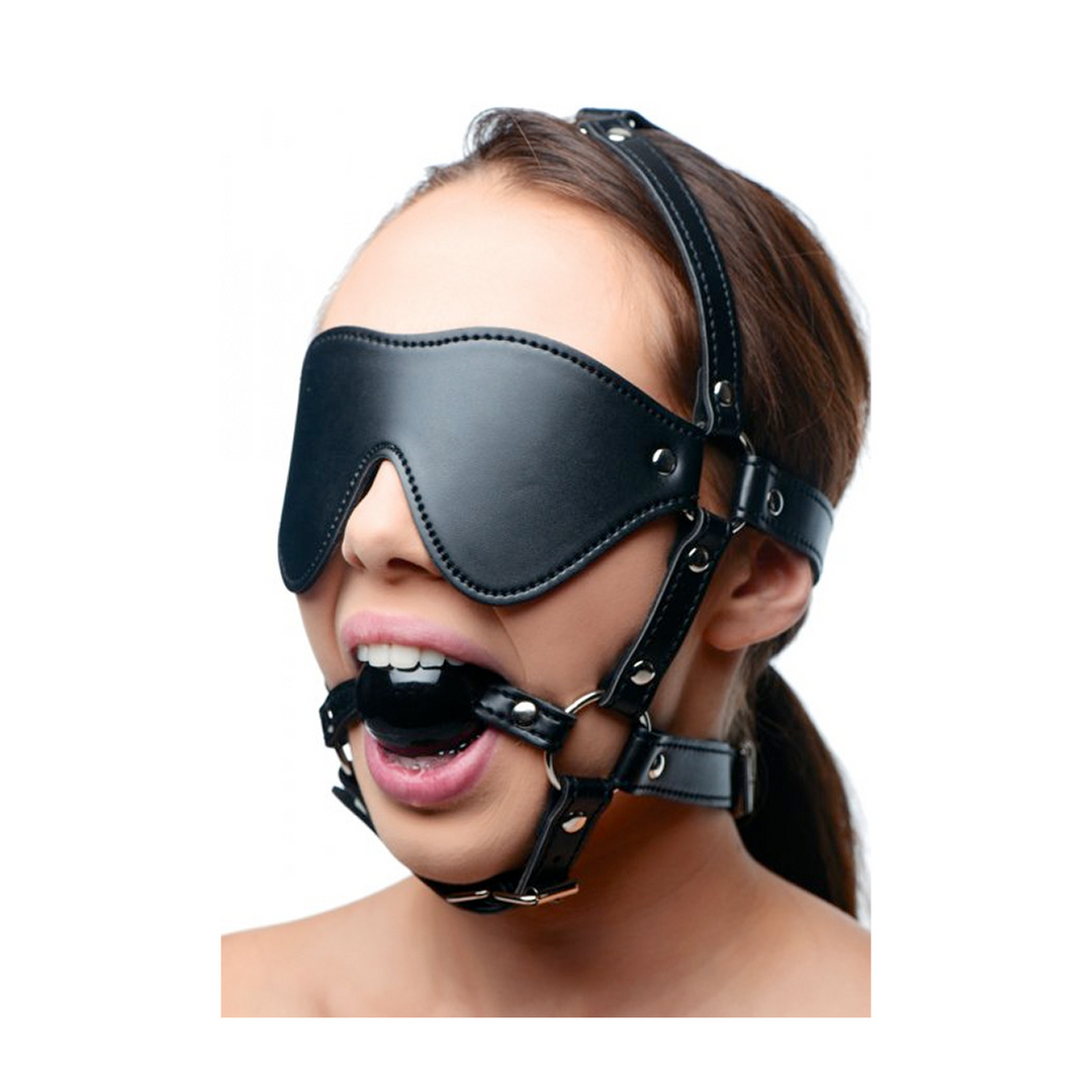 Oogmasker met Ballgag Harness