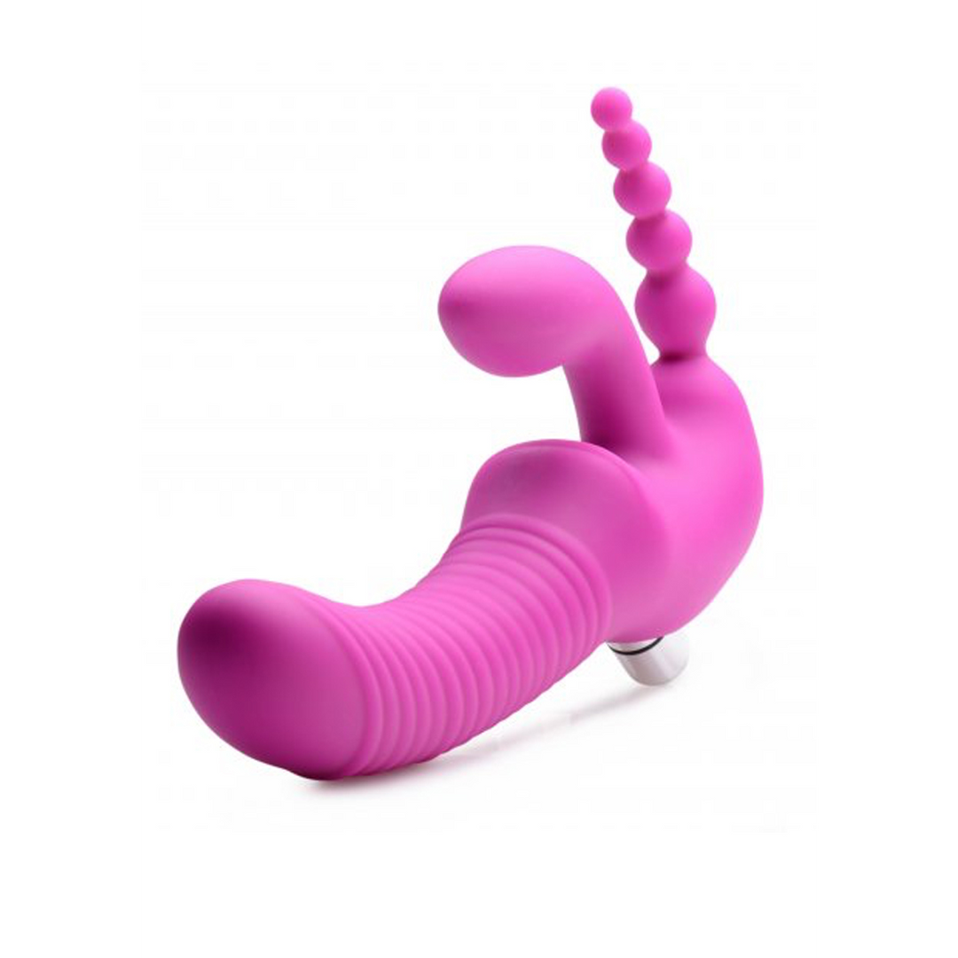 Regal Rider – Triple Vibrerende Silicone Strapless Strap-On