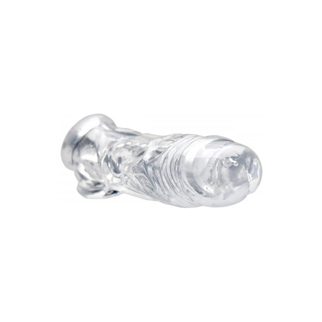 Realistische Heldere Penis Sleeve en Ball Stretcher
