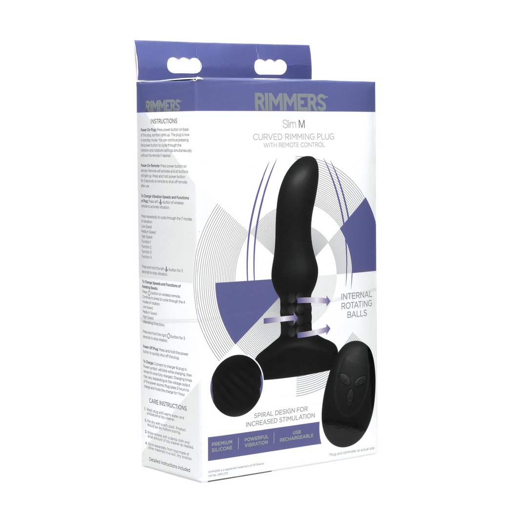 Slim M – Curved Rimming Plug met Afstandsbediening