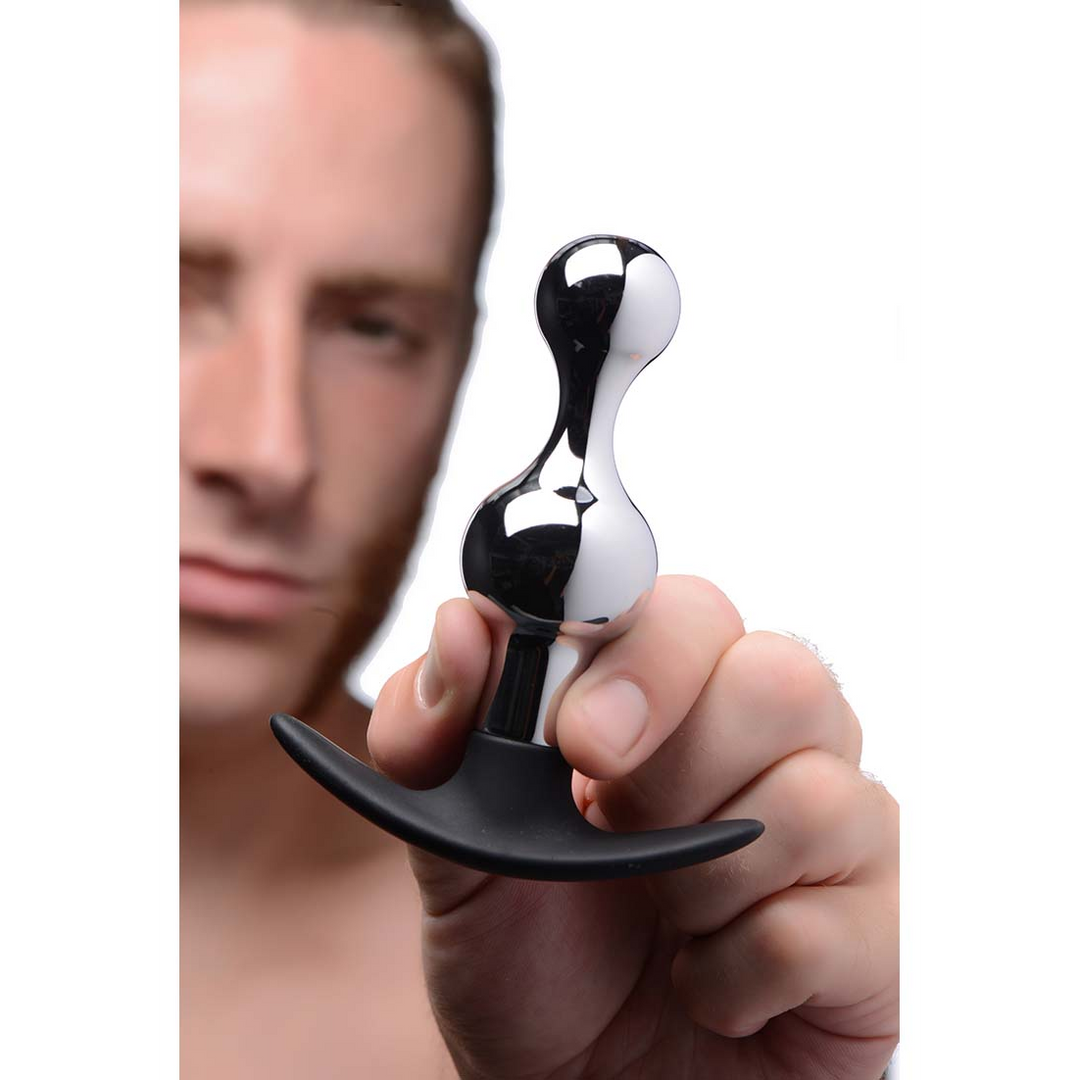 Donkere Druppel Metaal Silicone Parels Anal Plug