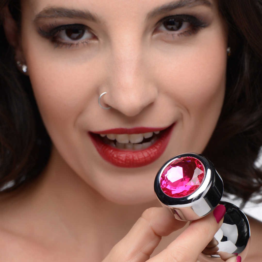 Pink Gemstone – Weighted Base Aluminum Plug – Medium