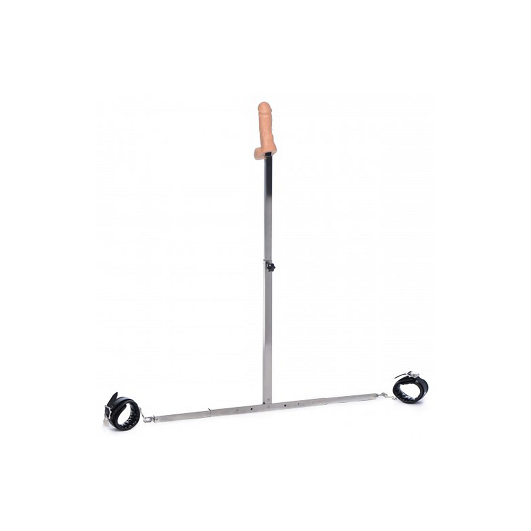 Sentadilla - Barra de separación con muñequeras y dildo anal