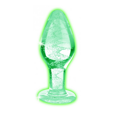 Glow-In-The-Dark - Glas Buttplug - Groot Glow-In-The-Dark - Glas Buttplug - Groot
