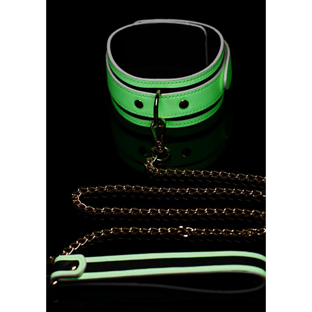 Kink in the Dark – Glow in the Dark Halsband en Leash