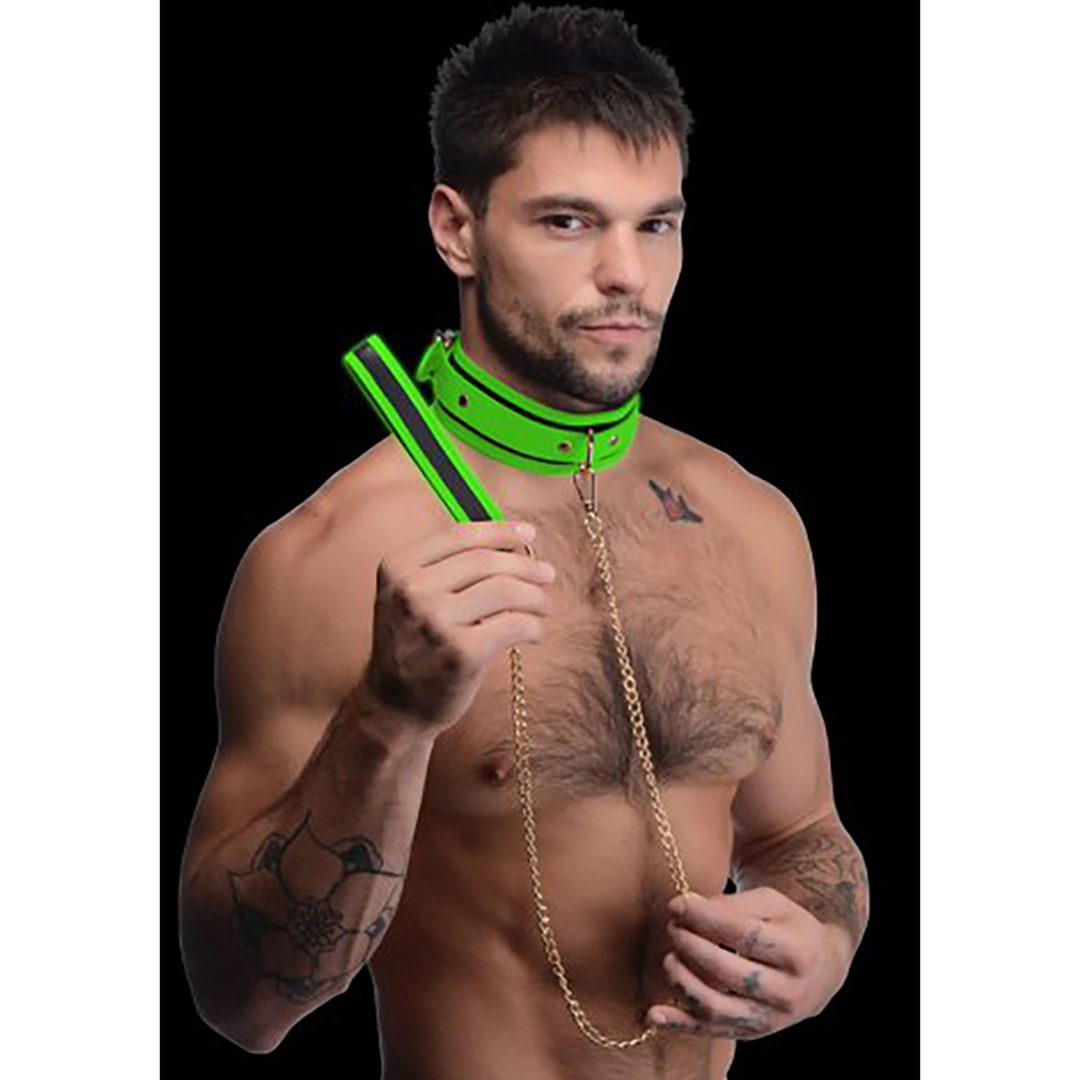 Kink in the Dark – Glow in the Dark Halsband en Leash