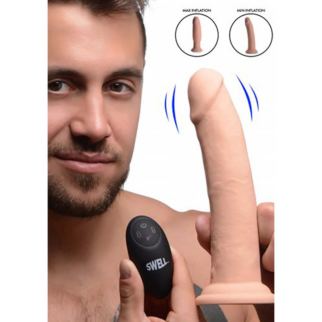 Swell – Opblaasbare en Vibrerende Silicone Dildo – 7 / 18 cm
