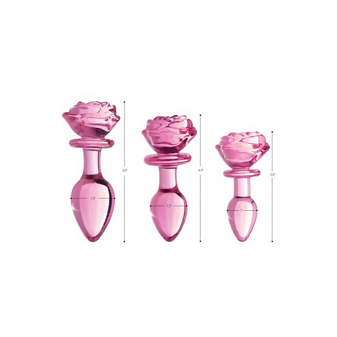 Roze Roos – Glazen Butt Plug – Medium