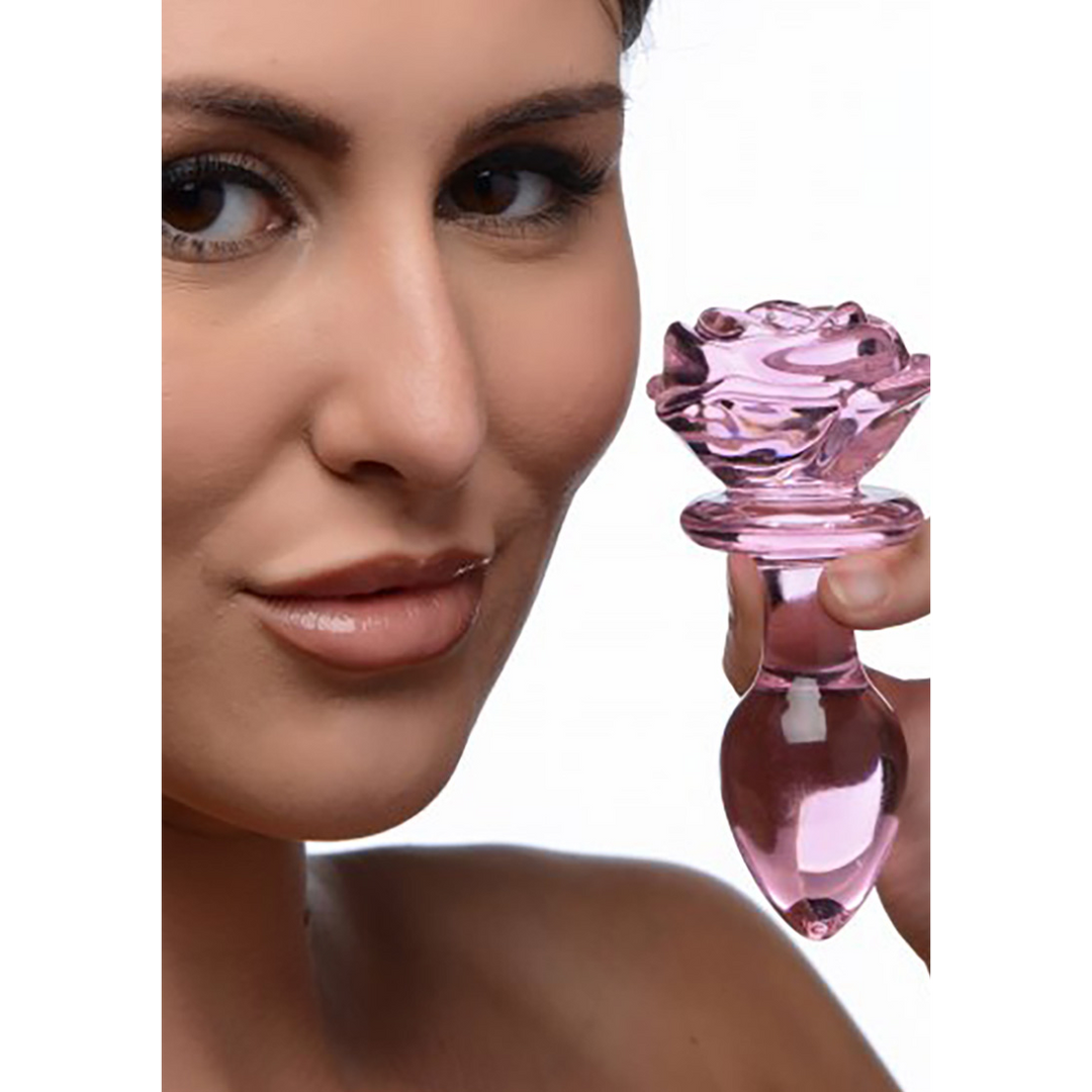 Roze Roos – Glazen Butt Plug – Medium