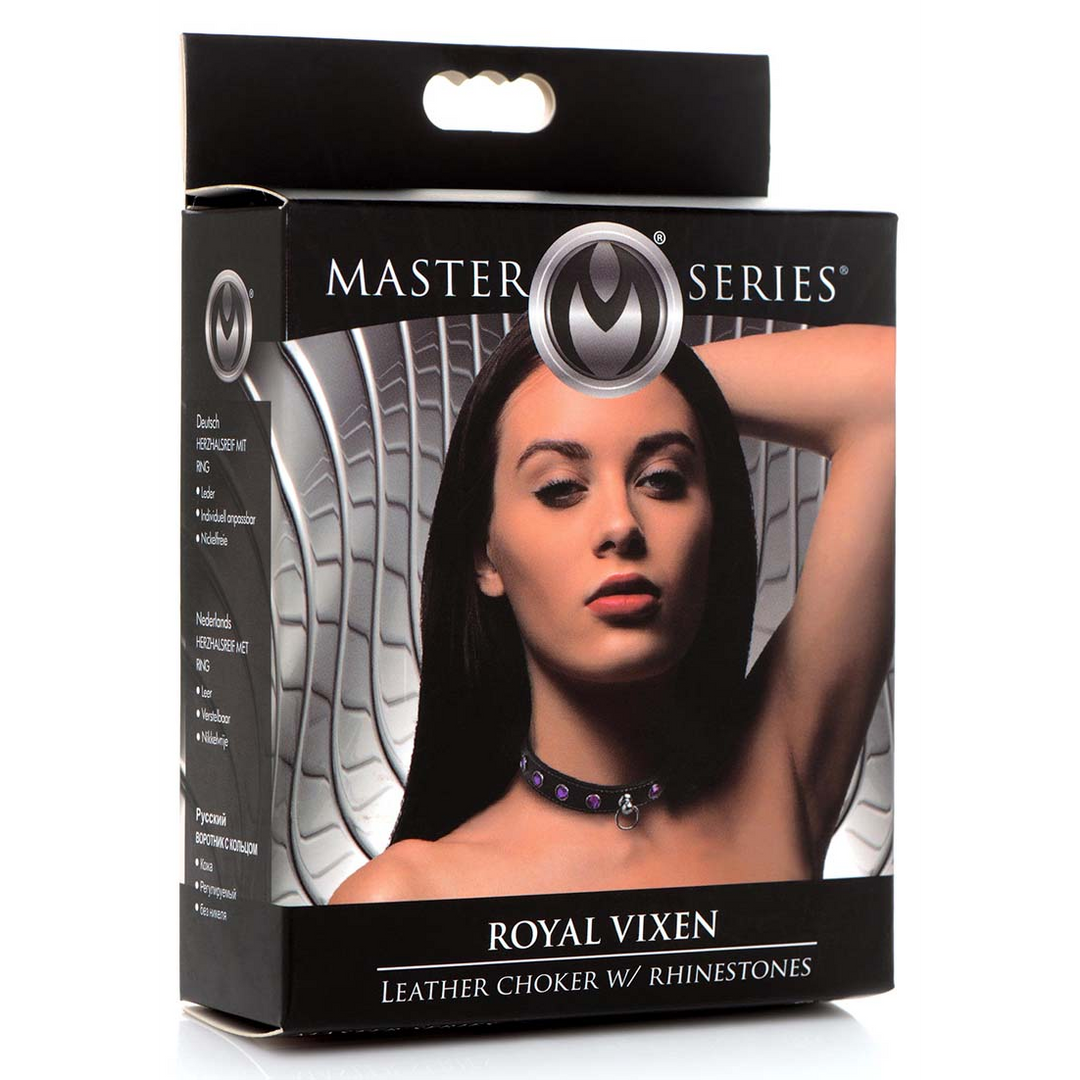 Royal Vixen – Leather Collar with Rhinestones