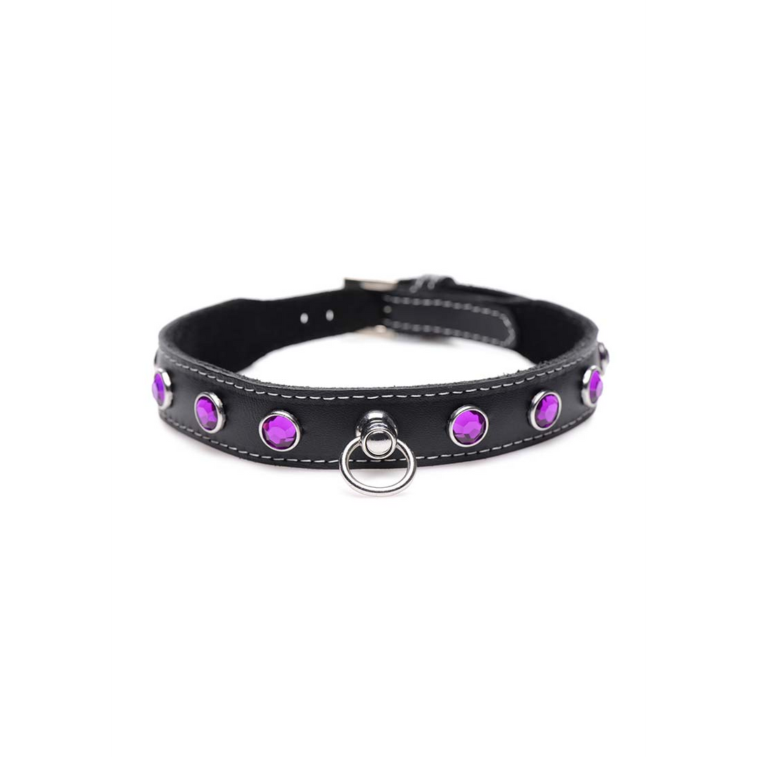 Royal Vixen – Leather Collar with Rhinestones