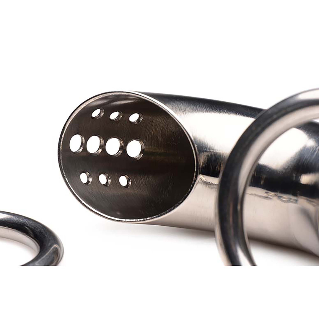 Vergrendelbare RVS Chastity Cage met 3 Ringen