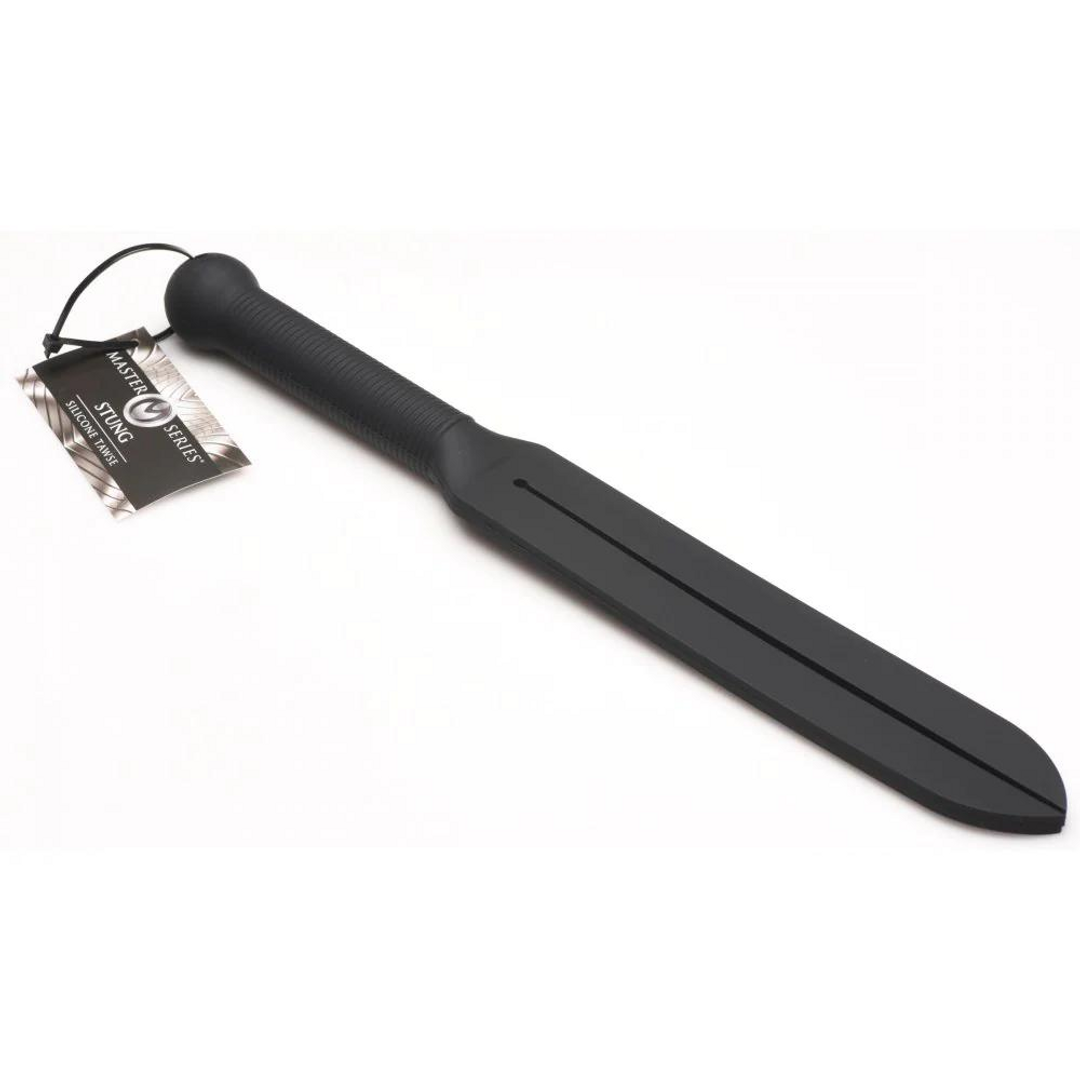 Stung Silicone Tawse – Zwart