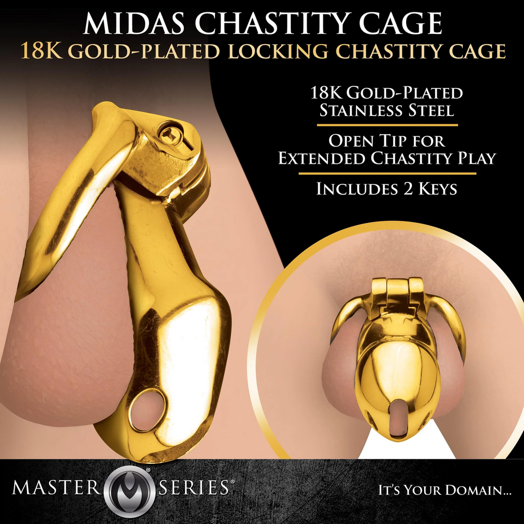 Midas Locking Chastity Cage – 18K Goud Geplateerd – Goud
