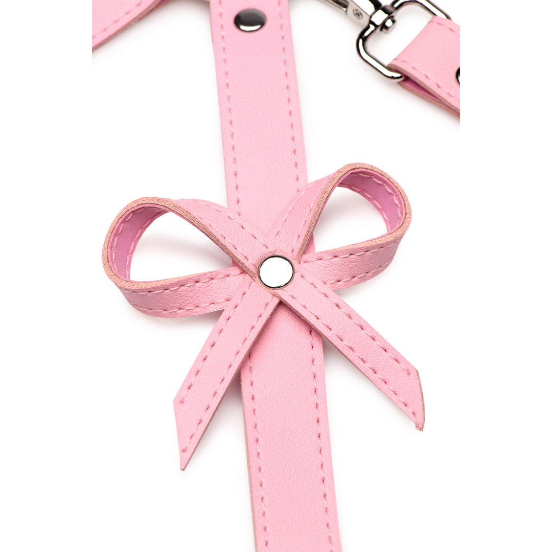 Bondage Harness met Strikjes – XL/2XL – Roze
