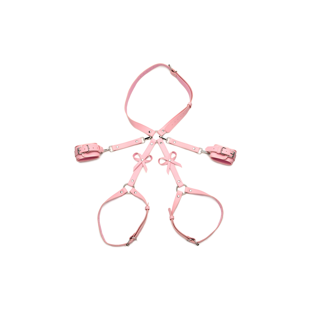 Bondage Harness met Strikjes – XL/2XL – Roze