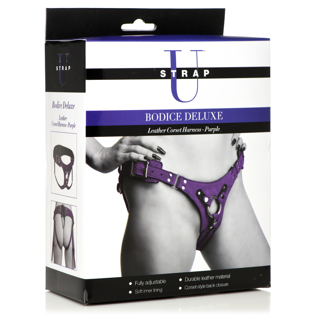 Bodice Deluxe – Leren Korset Harnas – Paars