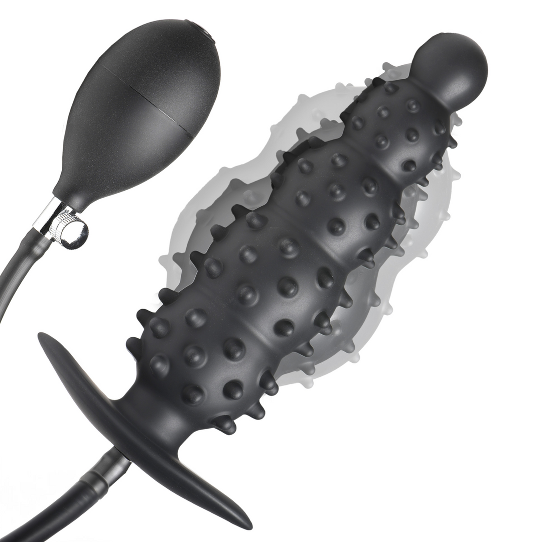 Ass Puffer – Nubbed Inflatable Silicone Anale Plug – Zwart
