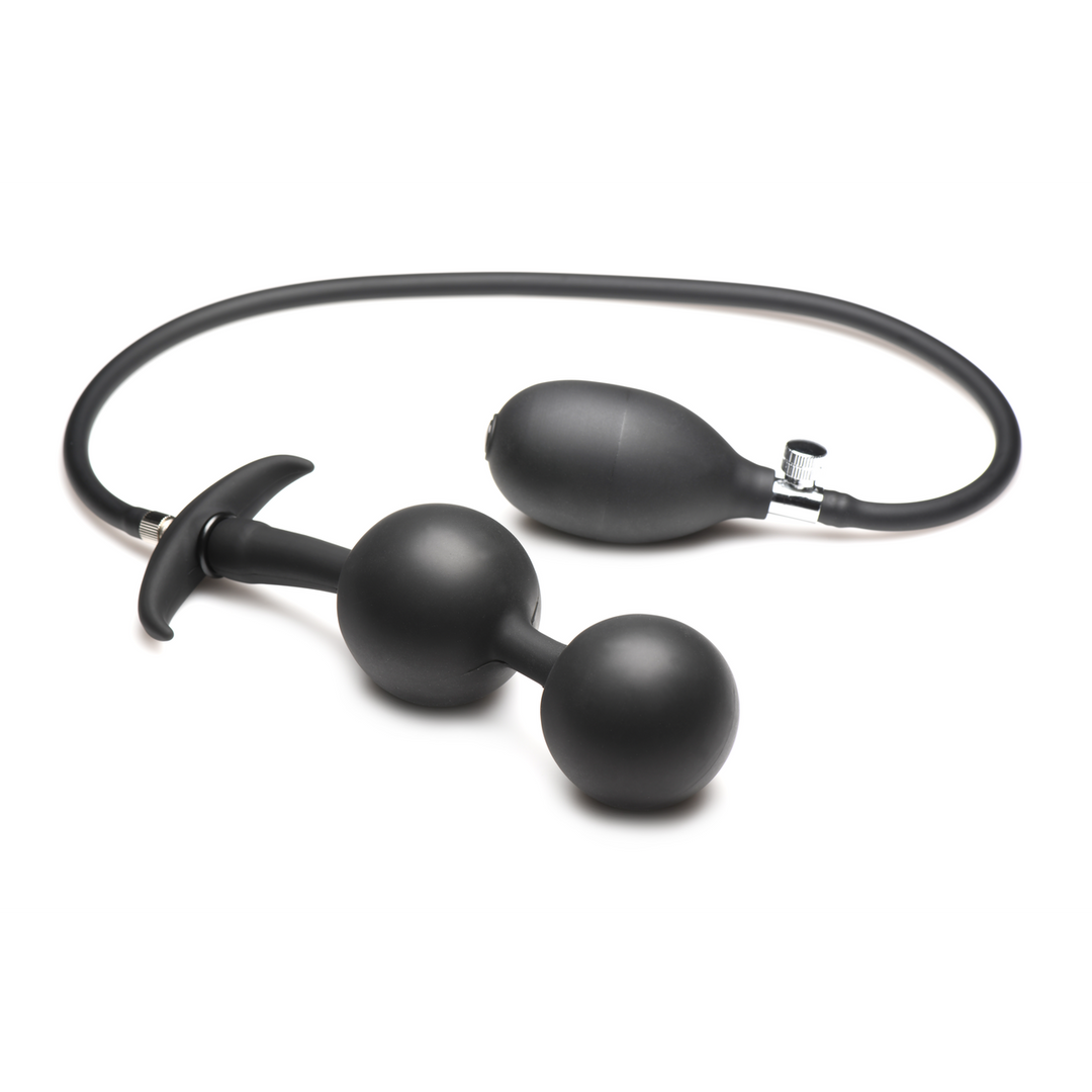 Ass Rattler – Gewogen Opblaasbare Siliconen Anale Plug – Zwart