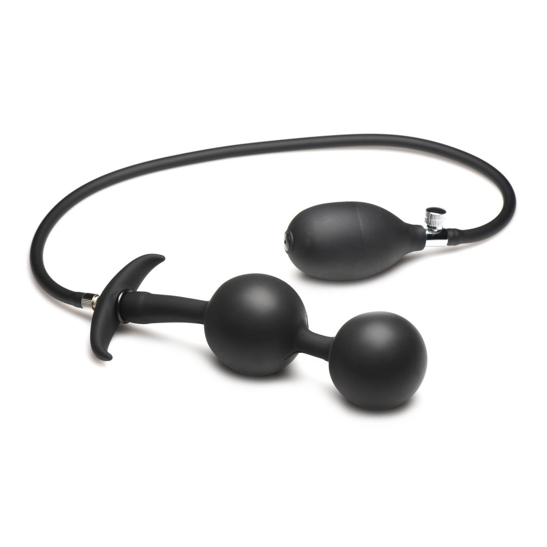 Ass Rattler – Gewogen Opblaasbare Siliconen Anale Plug – Zwart