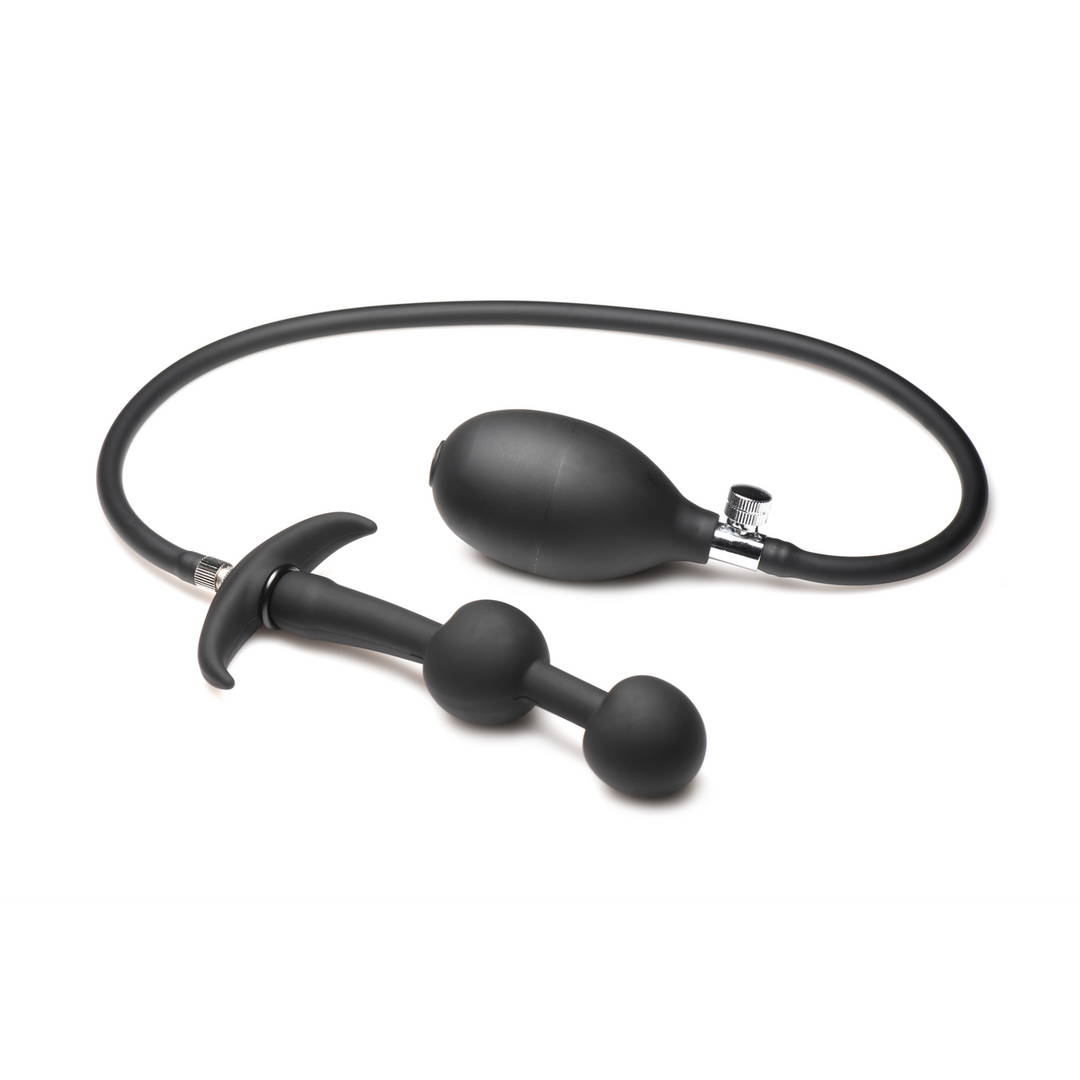Ass Rattler – Gewogen Opblaasbare Siliconen Anale Plug – Zwart