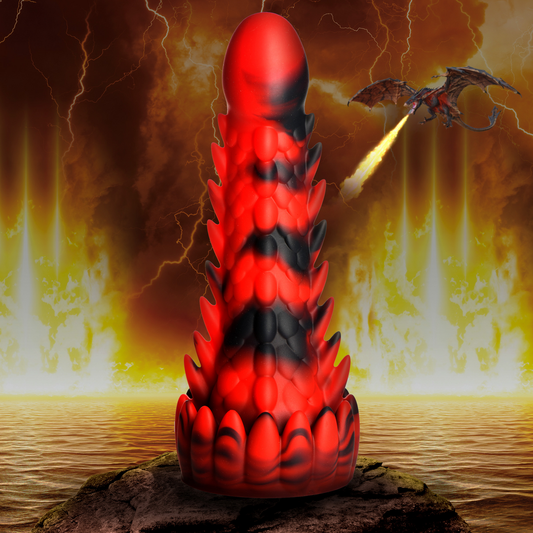 Demon Rising – Schubben Draak Siliconen Dildo – Rood/Zwart