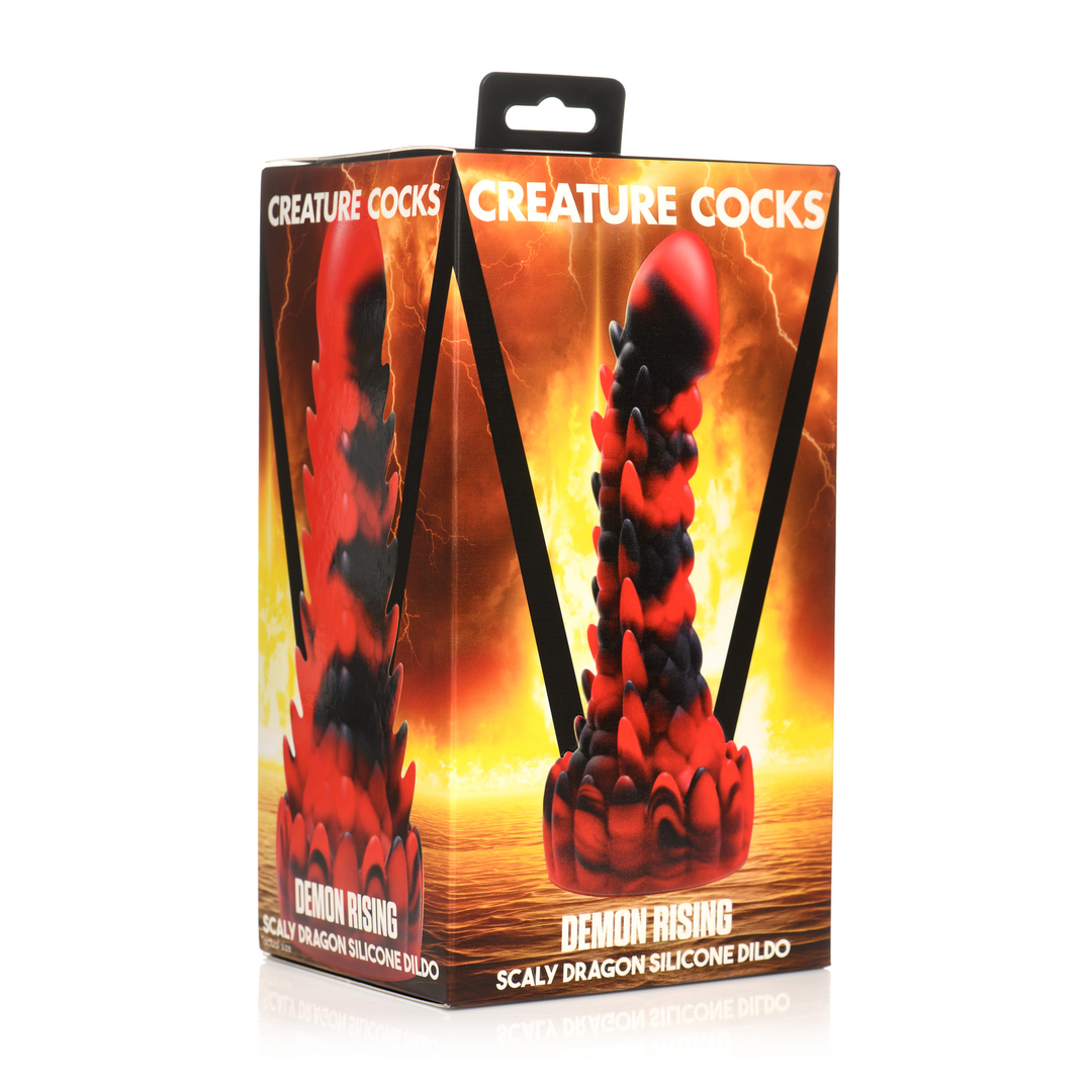 Demon Rising – Schubben Draak Siliconen Dildo – Rood/Zwart