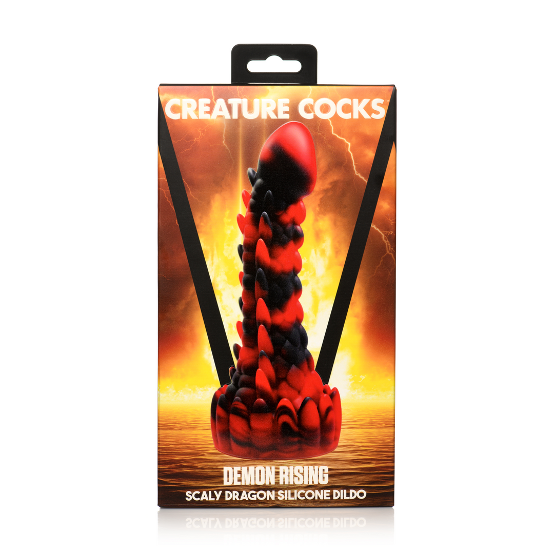 Demon Rising – Schubben Draak Siliconen Dildo – Rood/Zwart