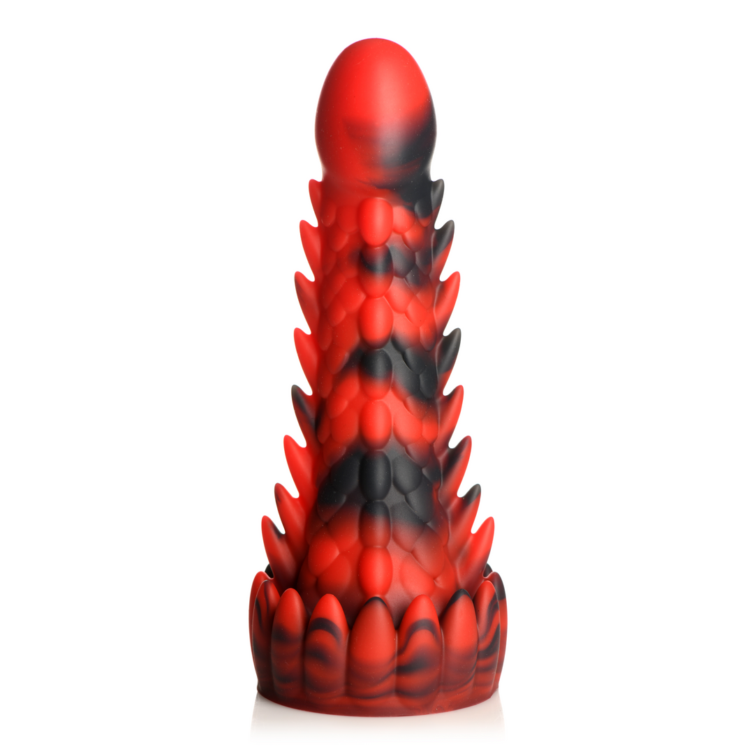 Demon Rising – Schubben Draak Siliconen Dildo – Rood/Zwart